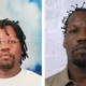 Carlos Thurman with dreadlocks (left) and after they were cut (right)
